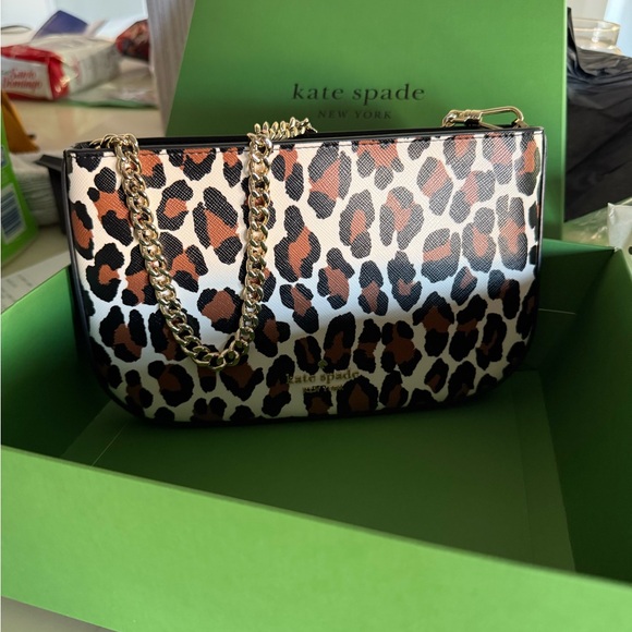 kate spade Handbags - NWT Kate Spade Leopard Print Chain Pouchette